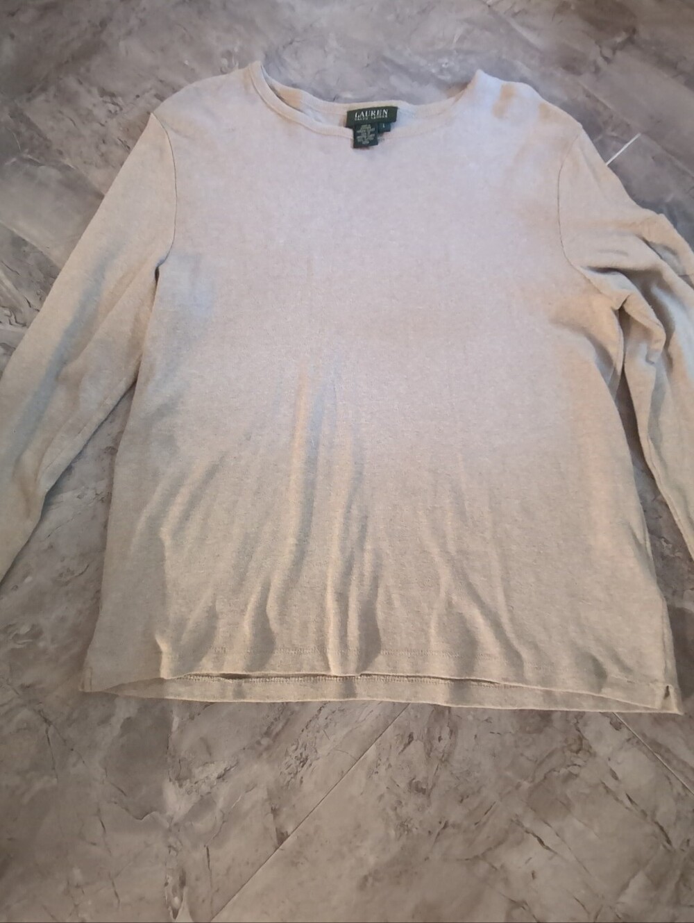 Lauren Ralph Lauren Neutral Beige Long Sleeve Crewneck